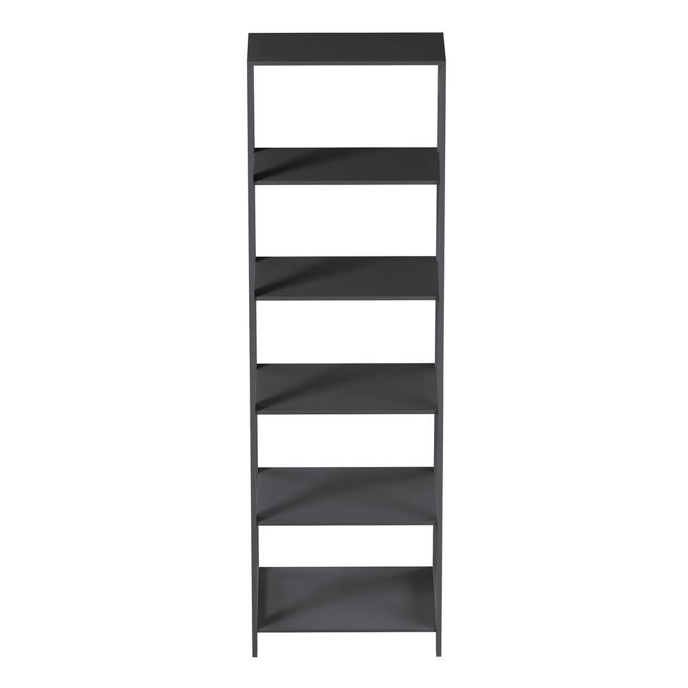 71 in. Gray Wooden 5-Shelf Leaning Ladder Bookcase 335226UNF