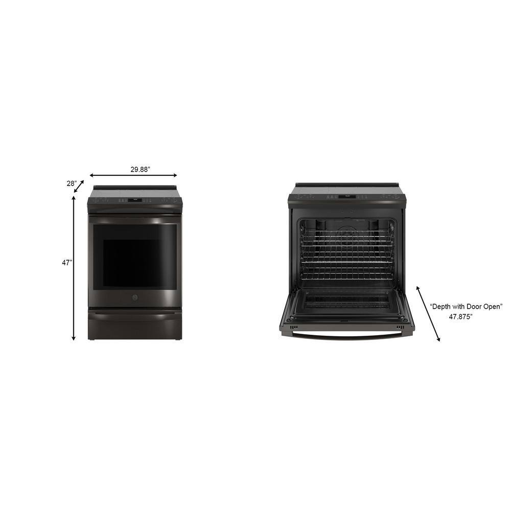 GE Profile 30 in. 5.3 cu. ft. Slide-In Electric Range in Black Stainless with True Convection Air Fry Cooking PSS93BPTS