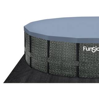 Funsicle 16 ft. Round 48 in. Deep Metal Frame Above Ground Pool Dark Herringbone P4A01648B