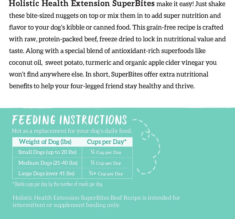 Health Extension Super Bites Beef Recipe Freeze-Dried Raw Dog Food Mixer