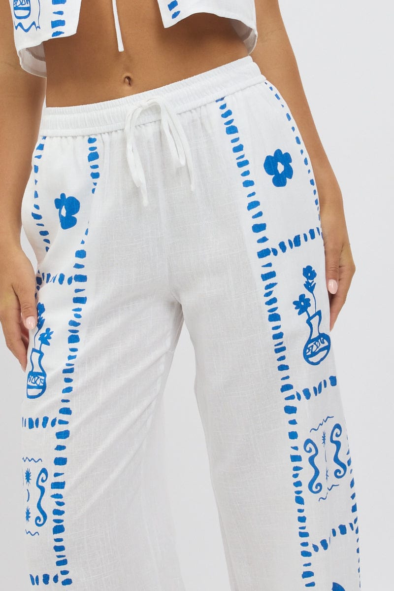 White Wide Leg Pants Elasticated Waist