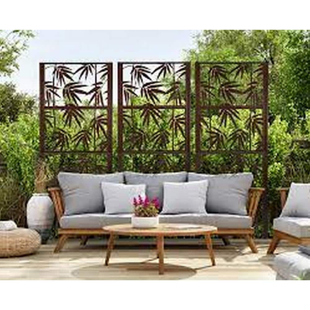 Ejoy 82 in. x 32.2 in. Heavy-Duty Iron Privacy Fence Screen for Outdoor Spaces MT_Bamboo82x32x24inch