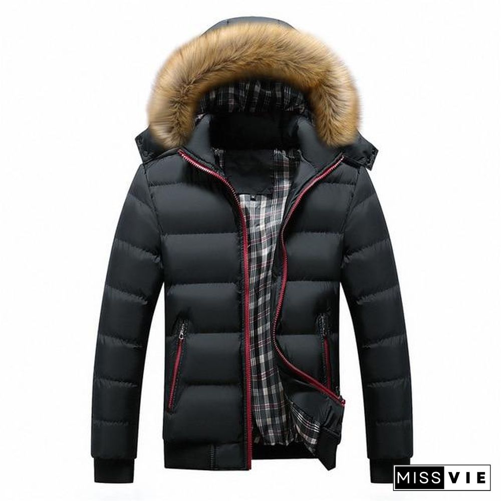 Men's Winter Jackets Thick Hooded Fur Collar Parka Men Coats Casual Padded Mens Jackets