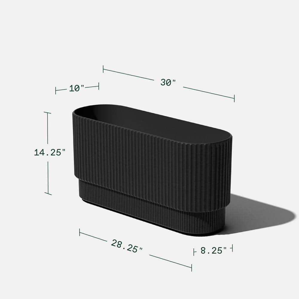 Veradek Demi 30 in. Rectangular Black Plastic Long Planter (2-Pack) DMVLO30B-2PK