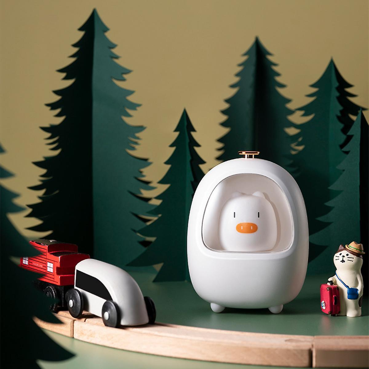 Cute Night Light Kids， Bedside Lamp Children， Animal Night Light， White Piggy， Rechargeable， Battery Operated， Dimmable