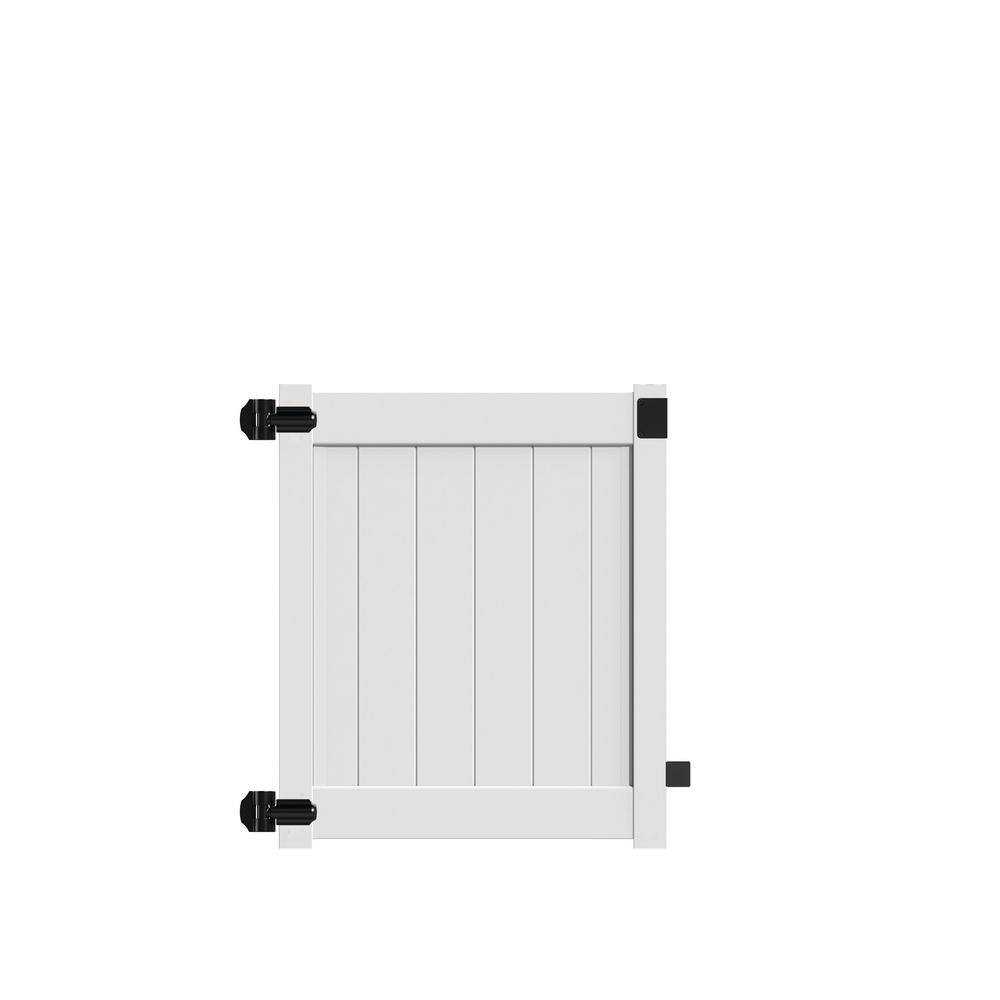 Barrette Outdoor Living Bryce and Washington Series 4 ft. W x 4 ft. H White Vinyl Walk Fence Gate Kit 73025129