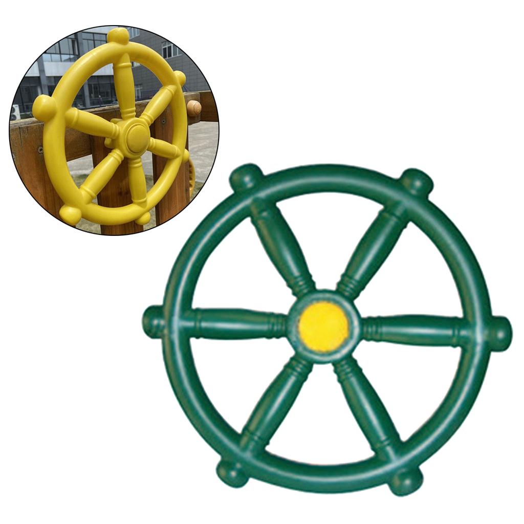 Pirate Ship Wheel for Kids Outdoor Playhouse， Treehouse， Backyard Playset Or Swingset， Playground Accessories， Wooden Attachments Parts - green