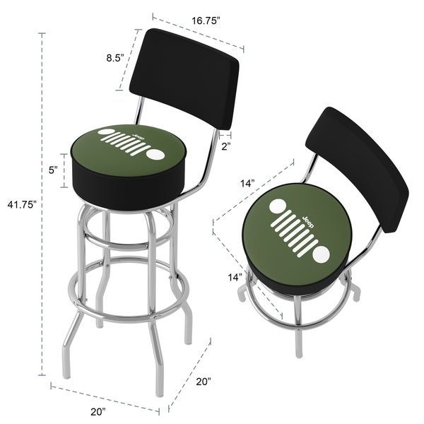 Jeep Grille 1 360 Degree Swivel Barstool with Foam Padded Seat And Back - 20 x 20 x 31