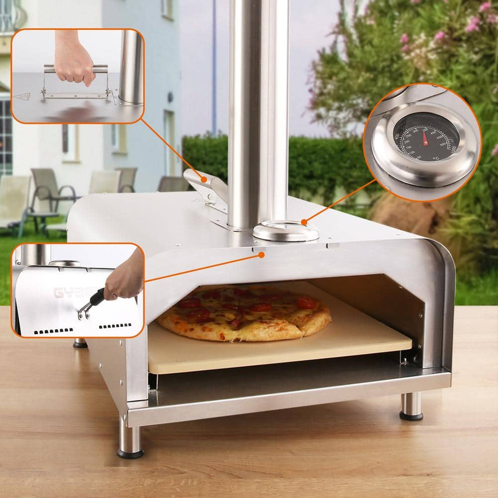 GYBER Fremont 29 in. Wood Pellets Outdoor Pizza Oven in Stainless Steel GYB-9075-GB040B