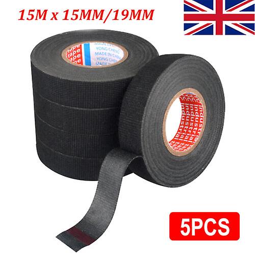 5 Rolls Car Tape Adhesive Cloth Fabric Wiring Loom Harness 15m *15mm/ 15m*19 Mm W11983632