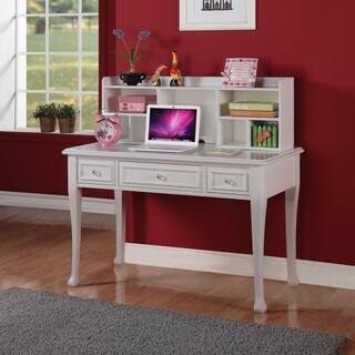 Picket House Furnishings 48 in. Rectangular White 3 Drawer Writing Desk with Built-In Storage JS700DK