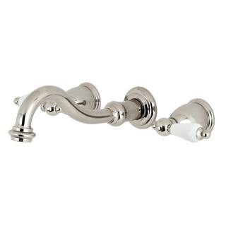 Kingston Brass Vintage 2-Handle Wall Mount Bathroom Faucet in Polished Nickel HKS3126PL