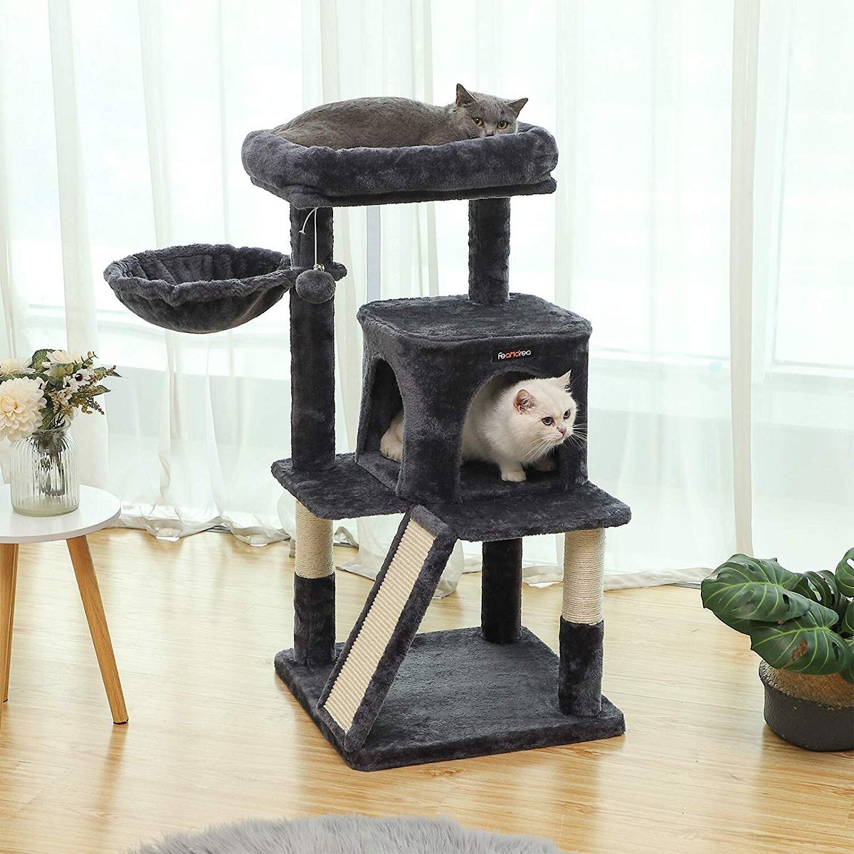 FEANDREA 37.8-in Faux Fleece Cat Tree and Condo