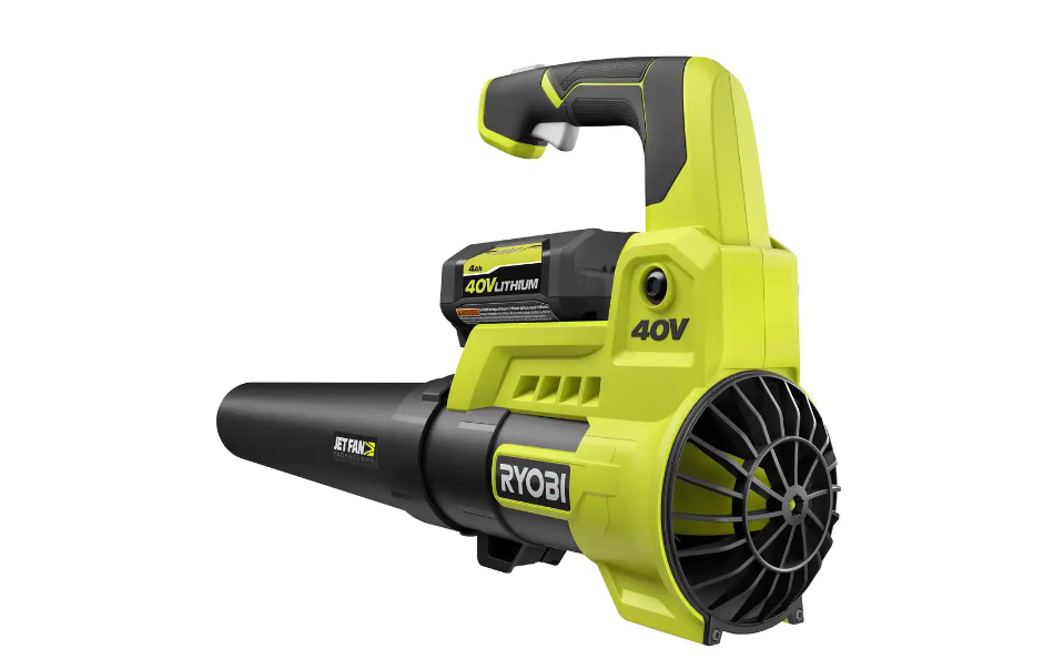 RYOBI RY40480VNM 40V 110 MPH 525 CFM Cordless Battery Variable-Speed Jet Fan Leaf Blower with 4.0 Ah Battery and Charger