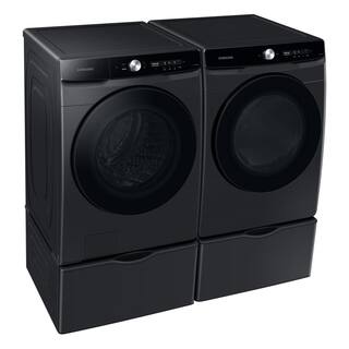  7.5 cu. ft. Stackable Vented Gas Dryer with Smart Dial and Super Speed Dry in Brushed Black DVG50A8600V