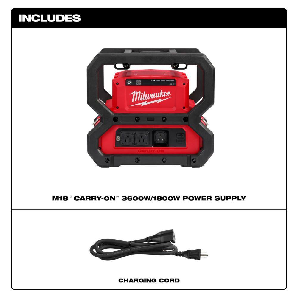 MW M18 18V Lithium-Ion Cordless 3600-Watt1800-Watt Battery Powered Power Supply 2845-20