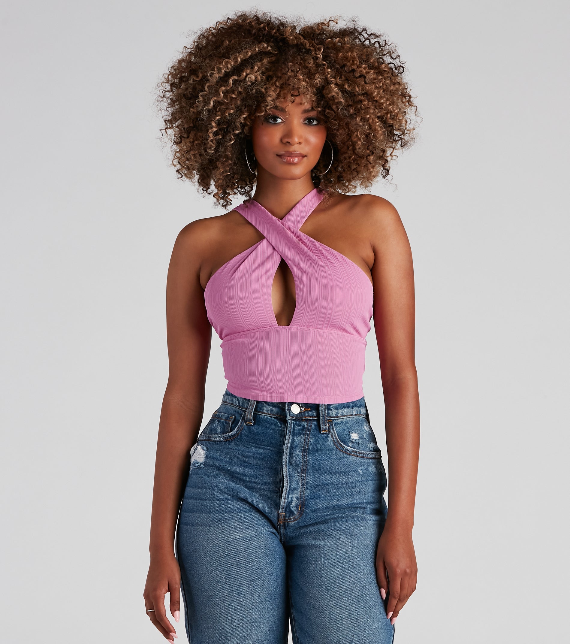 Skip A Beat Criss Cross Halter Top