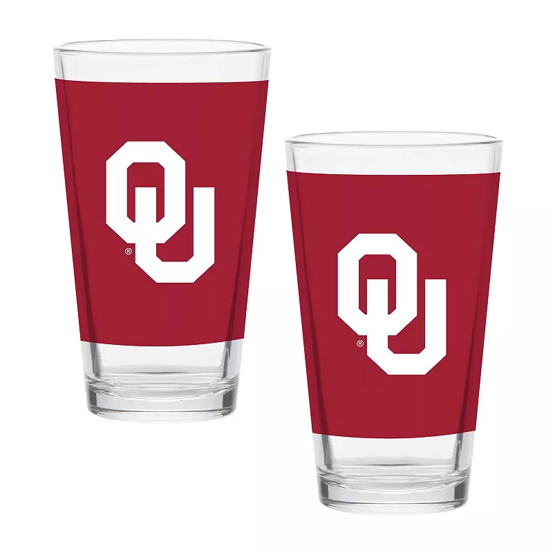 Oklahoma Sooners Two-Pack Knockout 16oz. Pint Glass Set