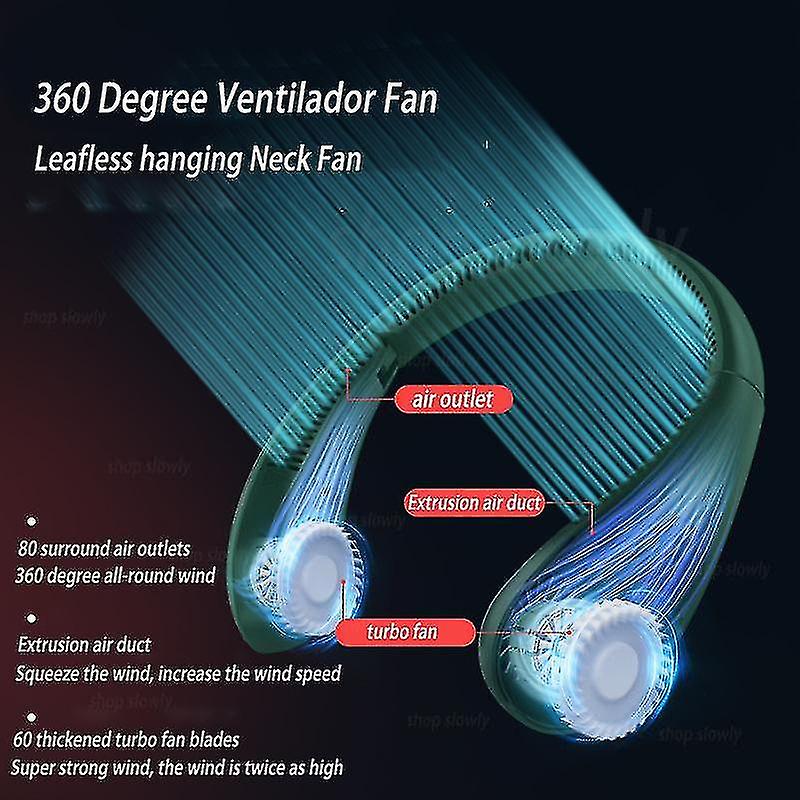 Leafless Hanging Neck Fan 360 Degree Ventilador Fan Portable Folding Sports Hanging Neck Fan