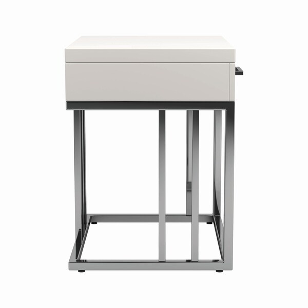 Coaster Furniture Dalya Glossy White and Chrome 1-drawer Rectangular End Table