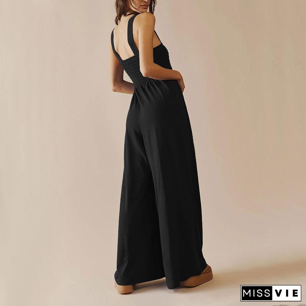 Sleeveless Bustier Tank Top Loose Wide Leg Jumpsuit