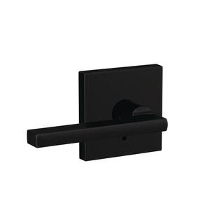 Schlage Custom Latitude Matte Black Combined Interior Door Handle with Collins Trim FC21 LAT 622 COL