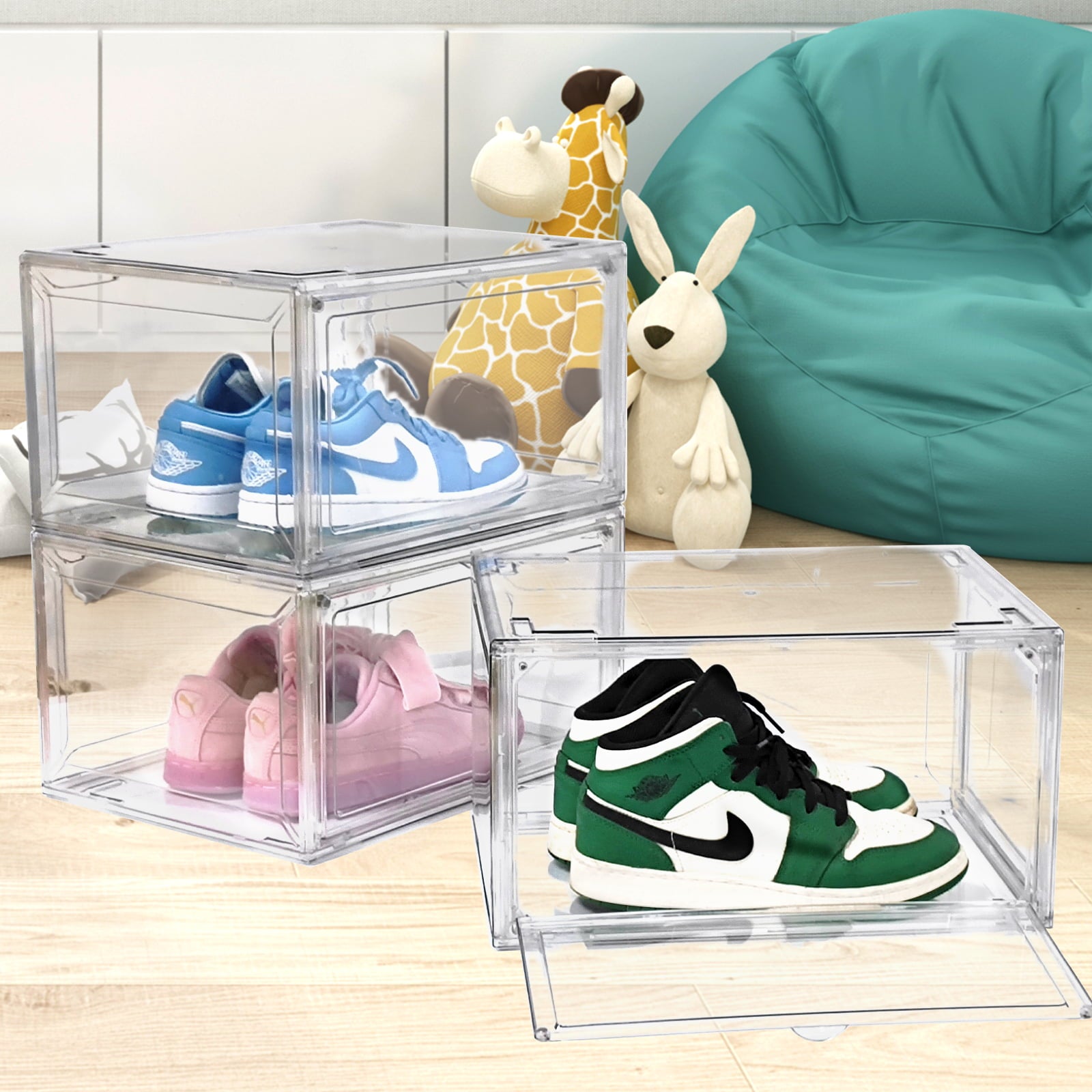 Sneaker Storage Boxes Clear Sneaker Box Transparent Sneaker Box Clear Plastic Stackable Boot Box Clear Sneaker Box with Lids 1Pack