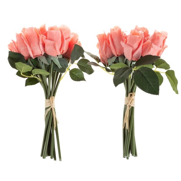 Pure Garden 24Pc Rose Artificial Flowers，Coral