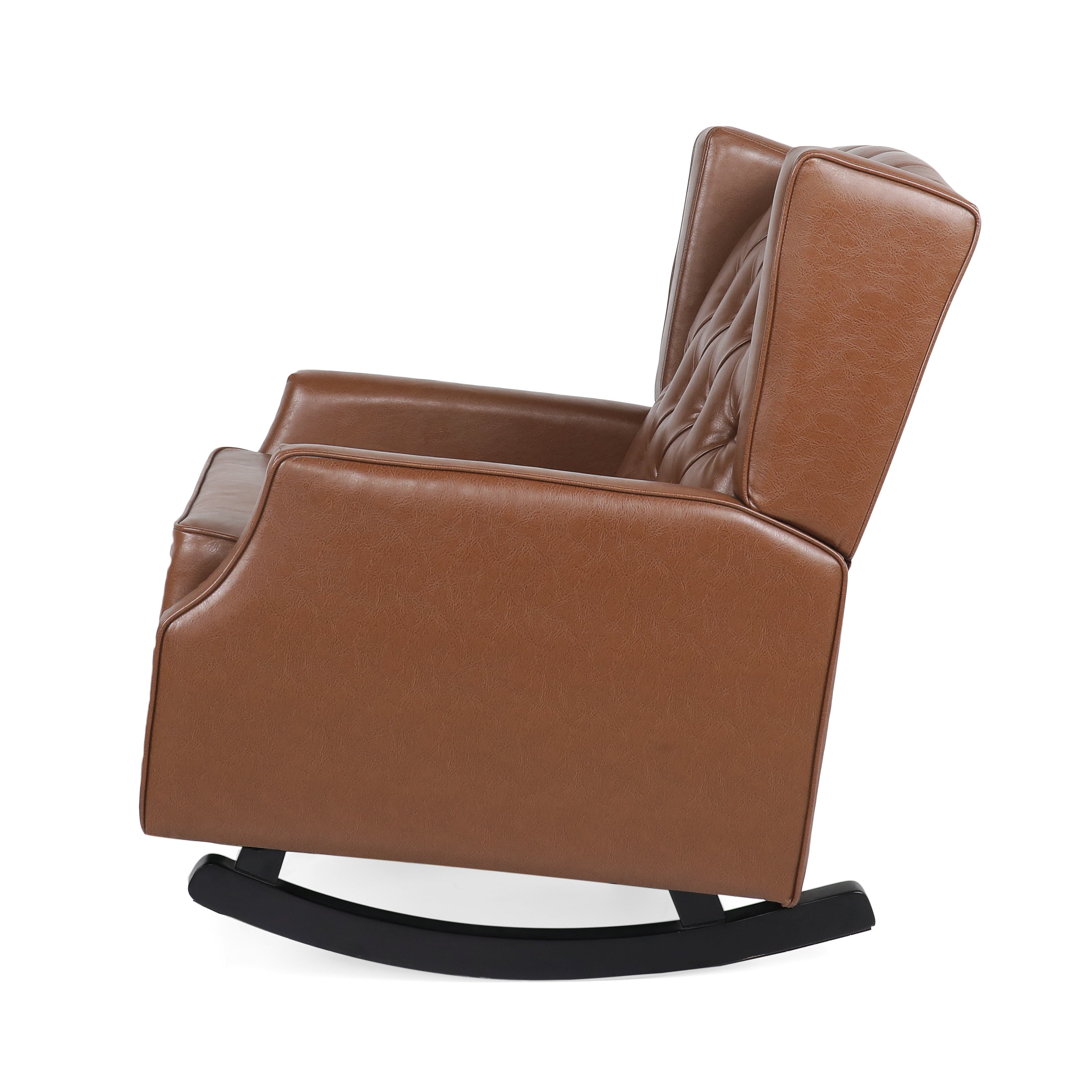 Amedou Contemporary Faux Leather Tufted Wingback Rocking Chair