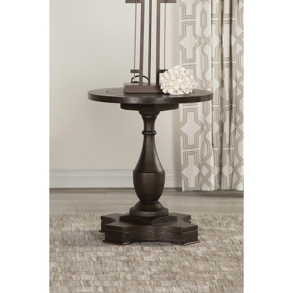 Loganne Coffee Round Top Pedestal End Table