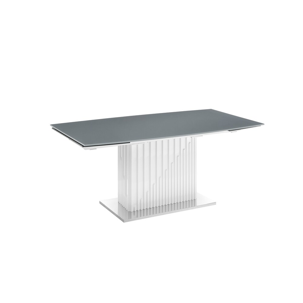 MOON dining table with high gloss white lacquer base.