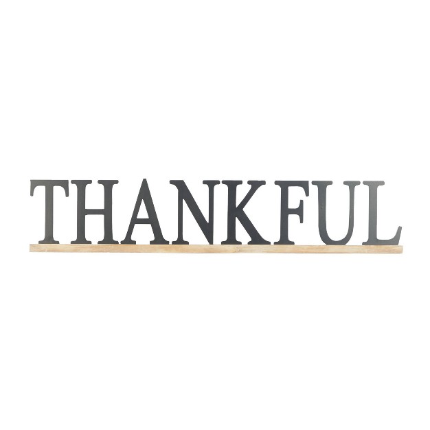 Wood Sign Thankful Wall Decor Black Olivia amp May