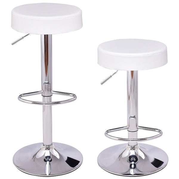 Set of 2 Bar Stools Modern Swivel Backless Round Bar Stool