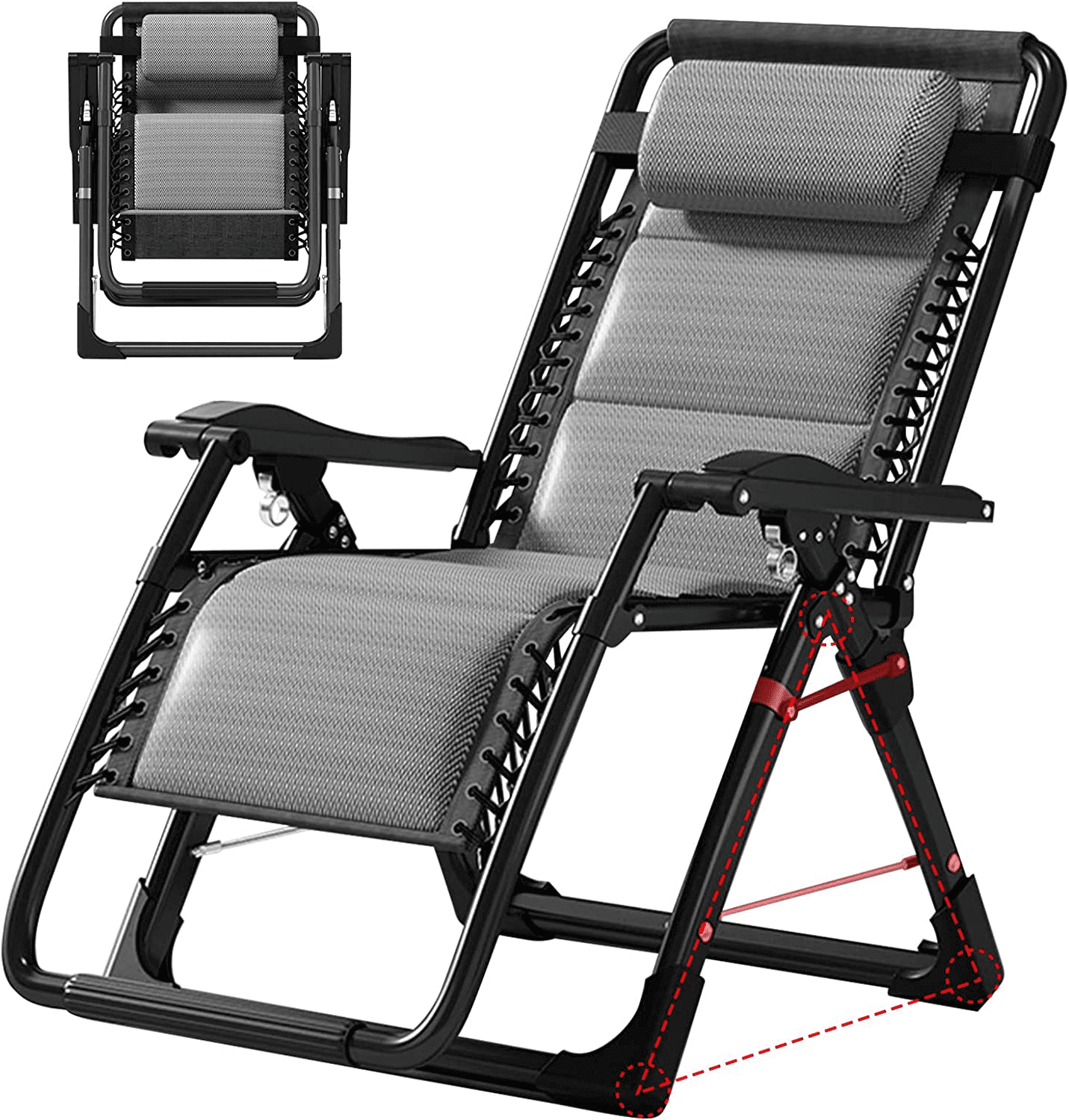 Docred Ice Silk Zero Gravity Chair , Lawn Recliner Folding Chaise Lounge with Headrest and Cup Holder, Camping chairs Patio Fold Lounger Chair