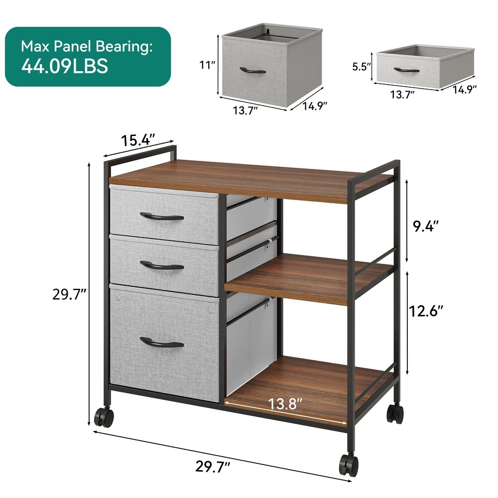 Modern 3 Drawer File Cabinet with 3 Shelves