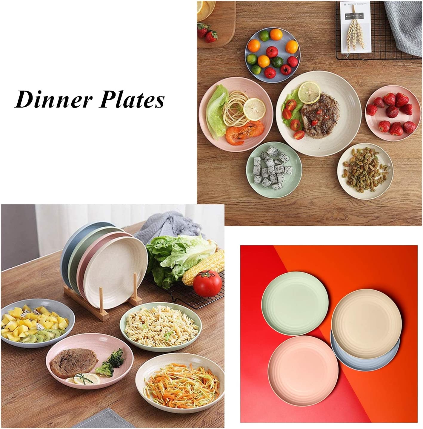 Wheat Straw Plate Lightweight Unbreakable Dinner Plate Set