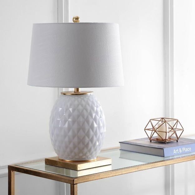 Glass metal Diamond Table Lamp includes Energy Efficient Light Bulb Jonathan Y