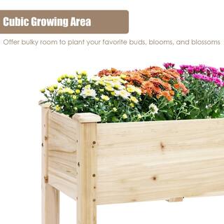 Costway 47.5 in. L x 17 in. W x 20 in. H Beige Wood Fir Raised Bed GT3576