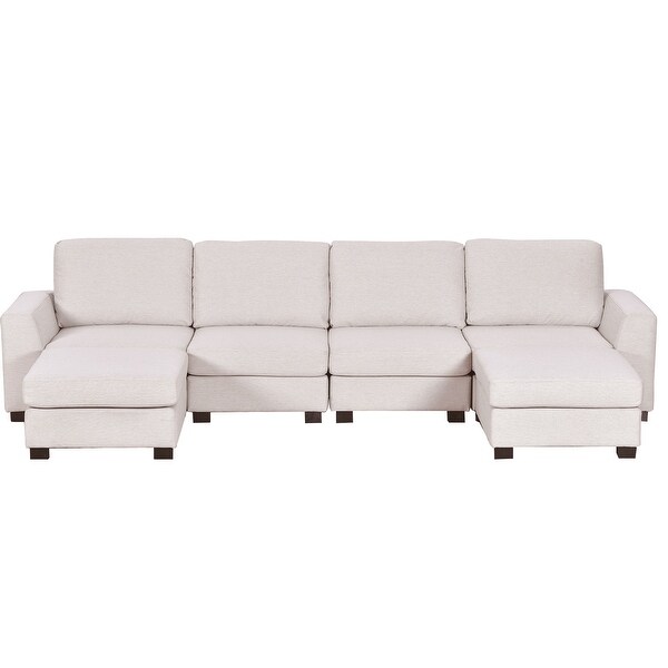 3 Pieces Sets U-shaped Sofa Chaise Sectional Sofa Convertible Modular Sofa Bed