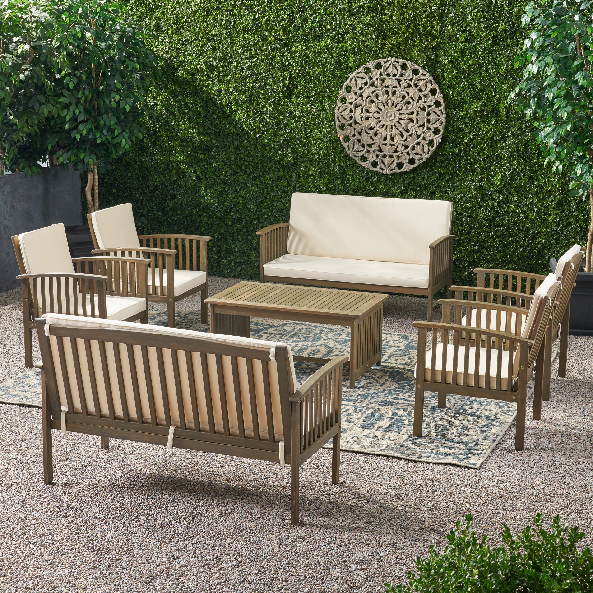 Cape Town Acacia Wood Outdoor Sofa Set