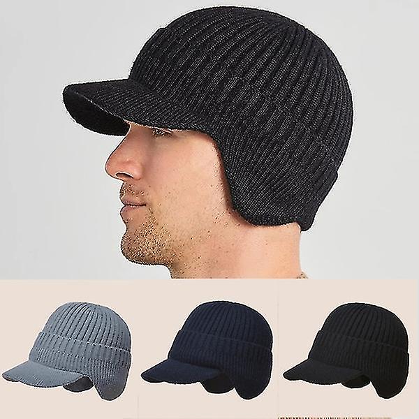 Winter Men's  Fashion Hat Thick Woolen Hat Outdoor Warm Ear Protection Knitted Hat