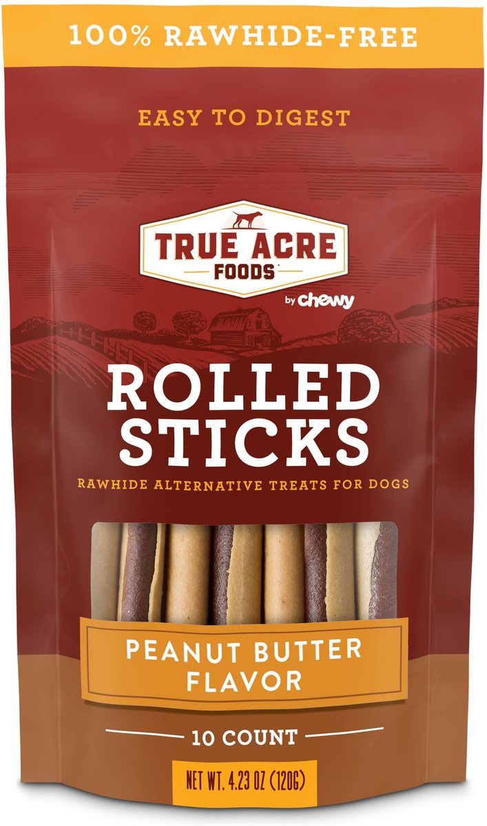 True Acre Foods Rawhide-Free Rolled Sticks Peanut Butter Flavor Dog Treats