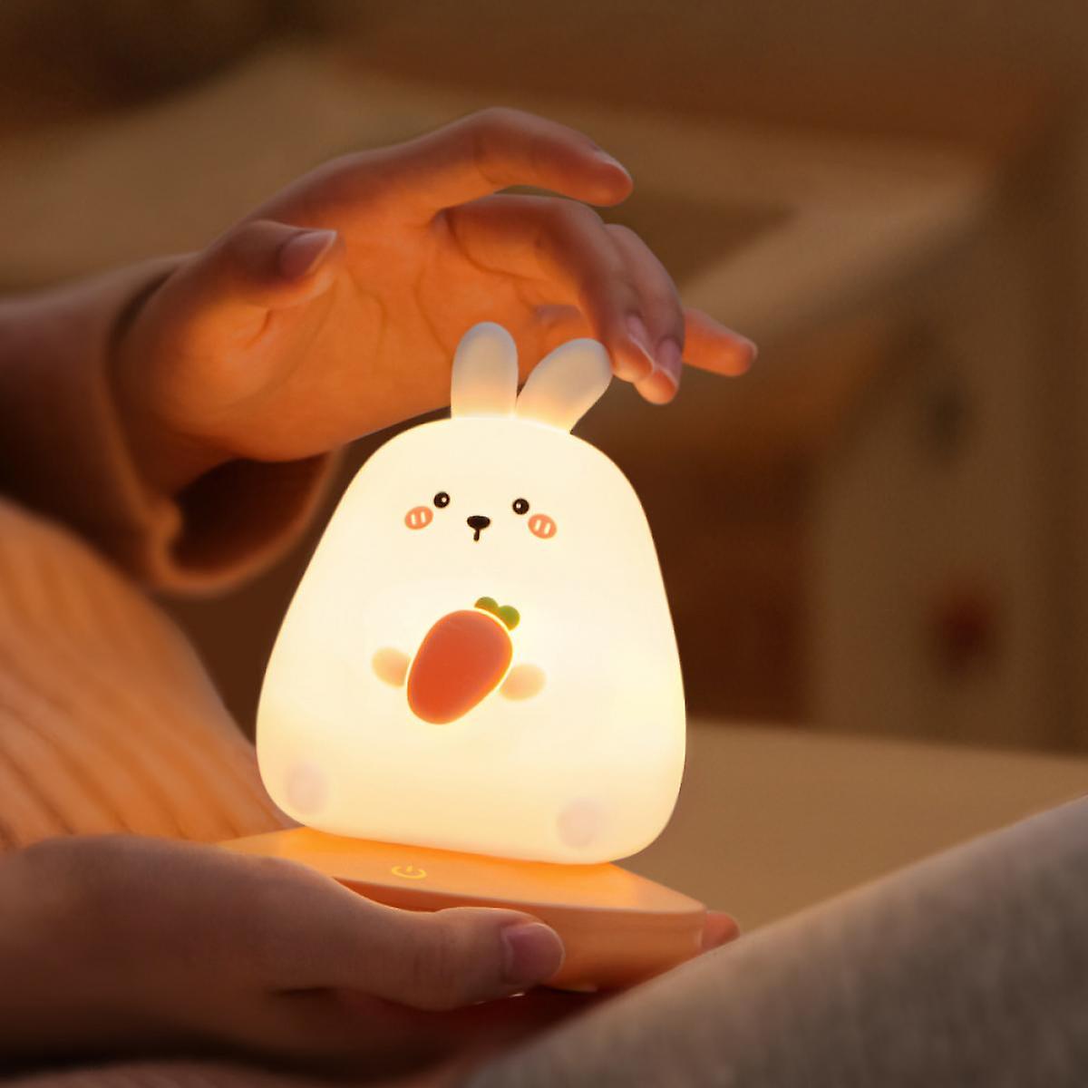 Led Children Night Light， Cute Rabbit Night Light Soft Silicone Night Light With Touch Sensor，usb Rechargeable Bedside Lamp For Room Decor