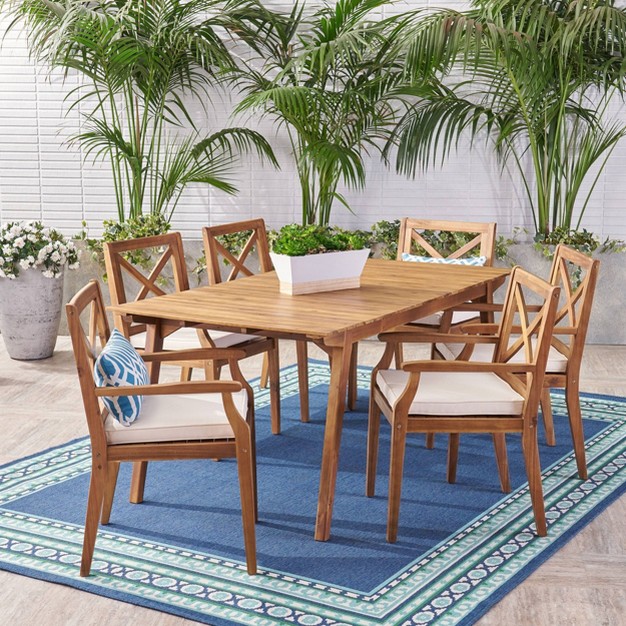 Mesa 7pc Acacia Wood Patio Dining Set Christopher Knight Home