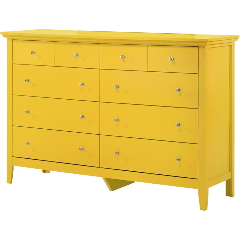 Home Square 2-Piece Set with 8-Drawer Dresser and 5-Drawer Chest in Yellow