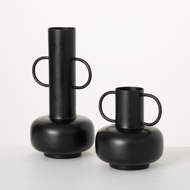 amp 7 25 quot Modern Ebony Jug Vase Set Of 2 Black