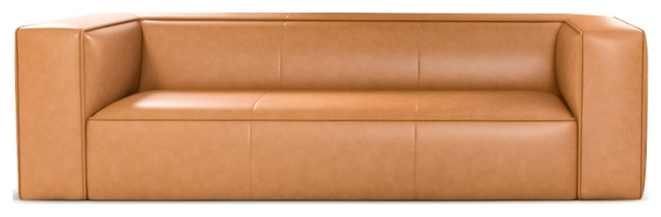 Aurora Modern Loft Living Room Furniture Top Leather Sofa in Cognac   Contemporary   Sofas   by Homesquare  Houzz