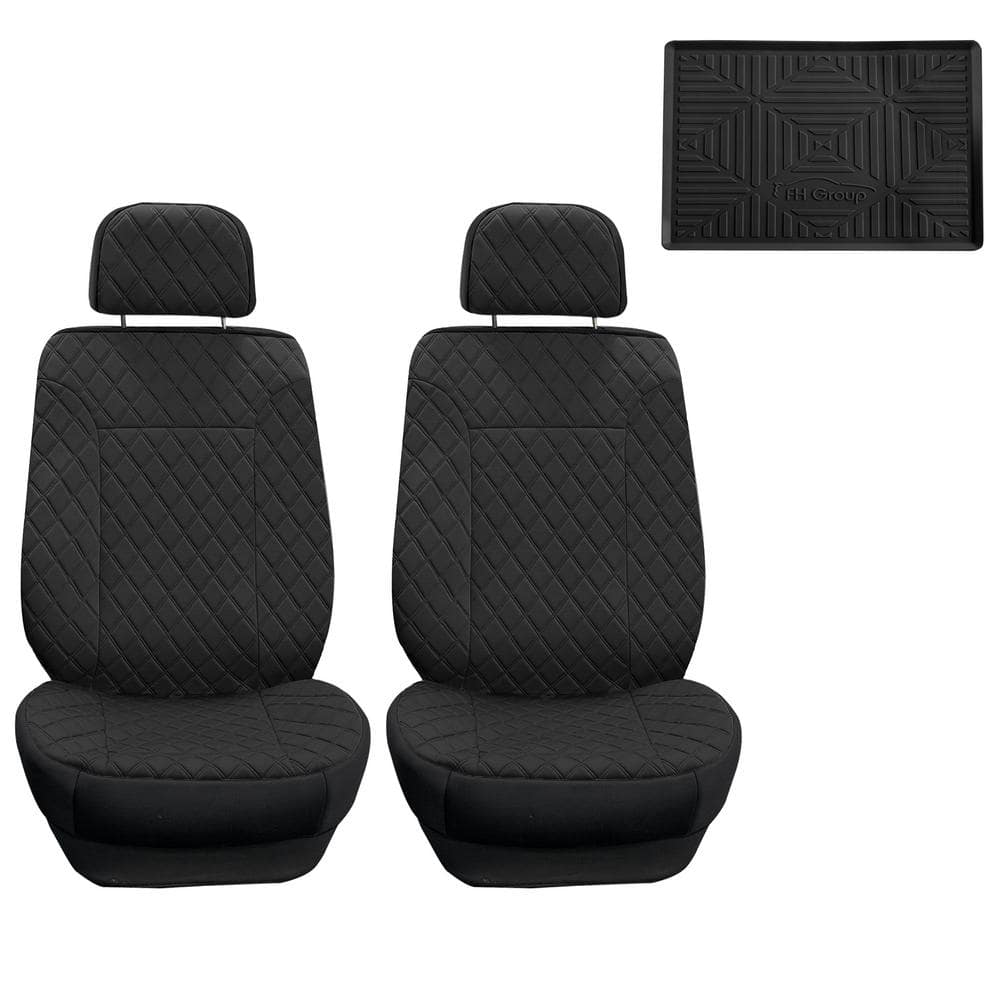 FH Group Prestige79 47 in. x 1 in. x 23 in. Diamond Stitch Neosupreme Front Car Seat Cover Set DMFB079102BLACK