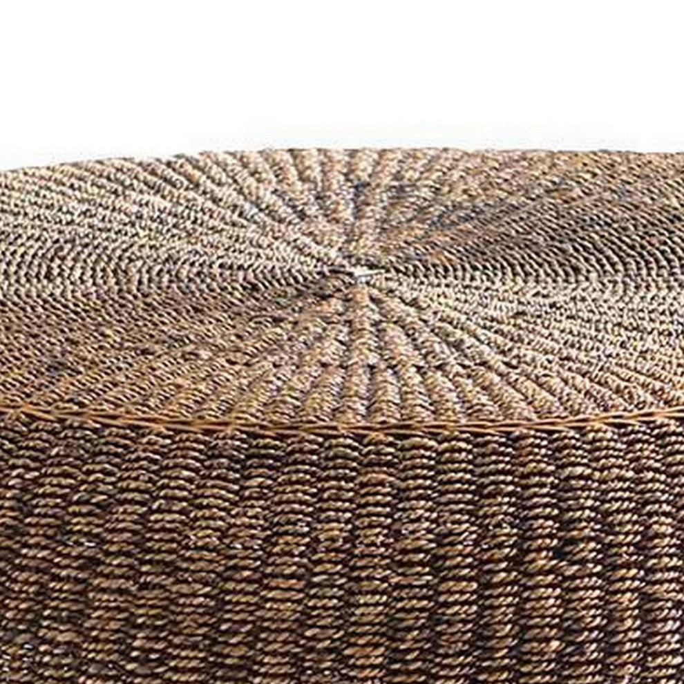 43 quotModern Round Table With Wicker Woven Hardwood Frame  Espresso Brown   Tropical   Side Tables And End Tables   by VirVentures  Houzz