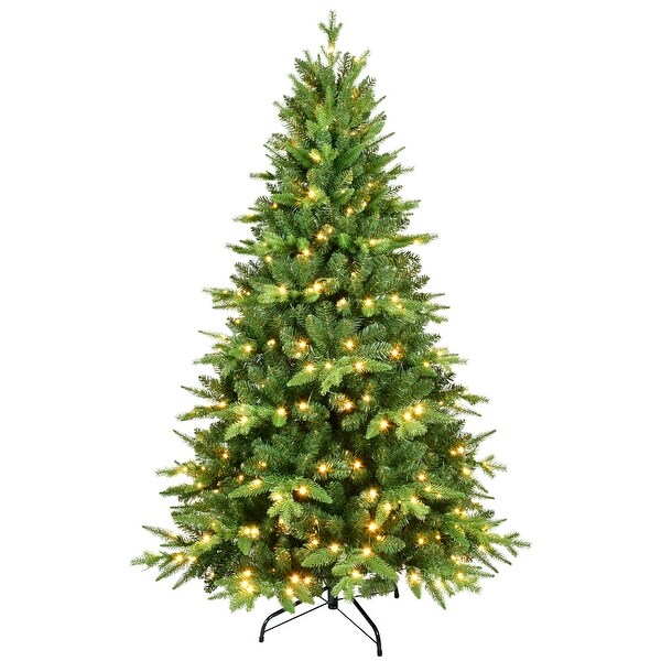 5FT/6FT/7FT Prelit Christmas Tree with LED and Thickened Stands and Poles